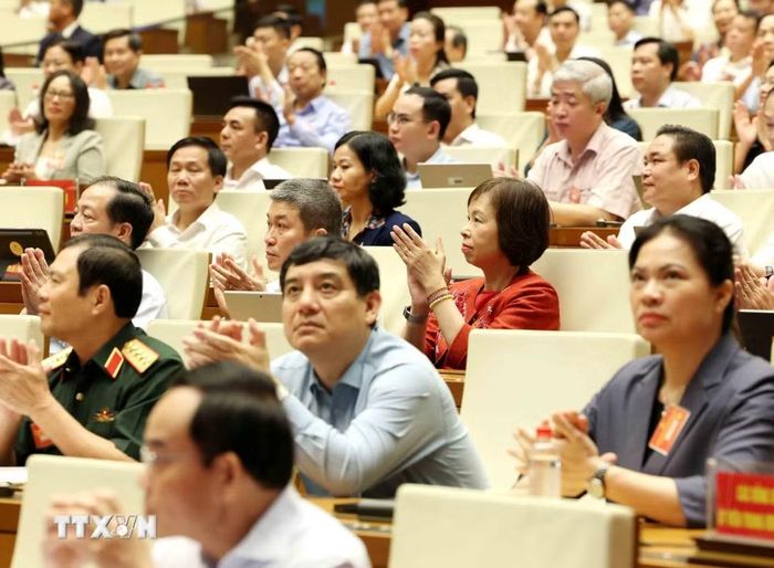 Các đại biểu dự hội nghị tại điểm cầu Trung tâm - Phòng họp Diên Hồng, Nhà Quốc hội (Hà Nội). (Ảnh: Phương Hoa/TTXVN)