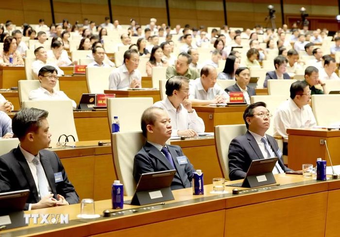 Các đại biểu dự hội nghị tại điểm cầu Trung tâm - Phòng họp Diên Hồng, Nhà Quốc hội (Hà Nội). (Ảnh: Phương Hoa/TTXVN)