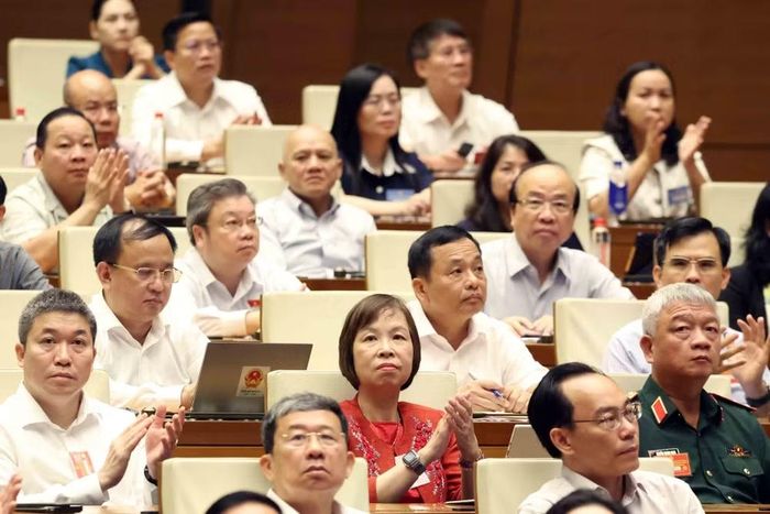 Các đại biểu dự hội nghị tại điểm cầu Trung tâm - Phòng họp Diên Hồng, Nhà Quốc hội (Hà Nội). (Ảnh: Thống Nhất/TTXVN)