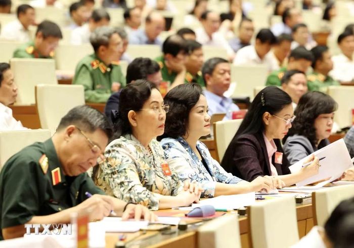 Các đại biểu dự hội nghị tại điểm cầu Trung tâm - Phòng họp Diên Hồng, Nhà Quốc hội (Hà Nội). (Ảnh: Phương Hoa/TTXVN)