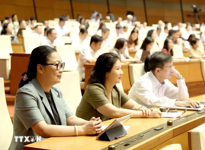 Các đại biểu dự hội nghị tại điểm cầu Trung tâm - Phòng họp Diên Hồng, Nhà Quốc hội (Hà Nội). (Ảnh: Phương Hoa/TTXVN)