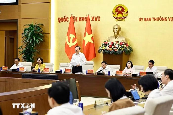 Ủy viên Bộ Chính trị, Bí thư Đảng ủy Quốc hội, Chủ tịch Quốc hội Trần Thanh Mẫn phát biểu. (Ảnh: Doãn Tấn/TTXVN)