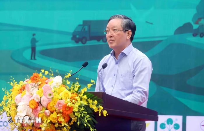 Ông Lương Quốc Đoàn, Ủy viên Trung ương Đảng, Chủ tịch Trung ương Hội Nông dân Việt Nam, phát biểu. (Ảnh: Phạm Kiên/TTXVN)