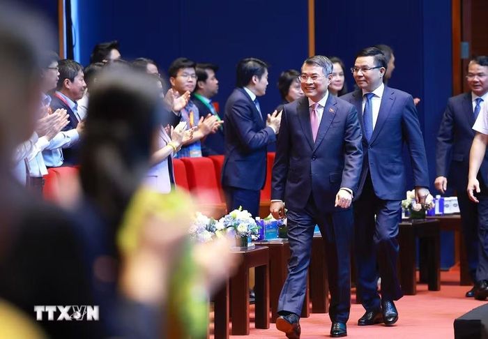 Thủ tướng Lê Minh Hưng dự Lễ công bố sản phẩm đạt Thương hiệu quốc gia Việt Nam lần thứ 10 - năm 2026. (Ảnh: Dương Giang/TTXVN)