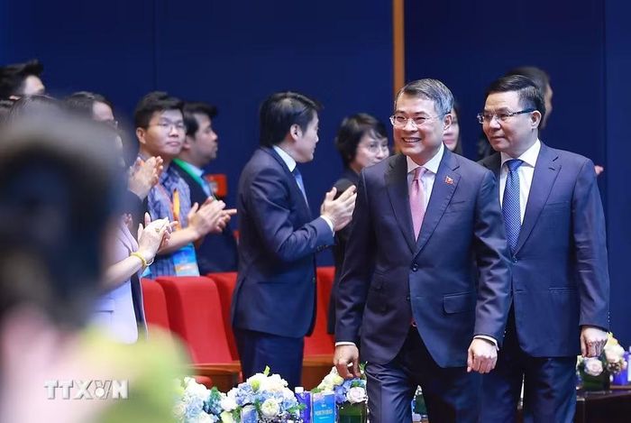 Thủ tướng Lê Minh Hưng dự Lễ công bố sản phẩm đạt Thương hiệu quốc gia Việt Nam lần thứ 10 - năm 2026. (Ảnh: Dương Giang/TTXVN)