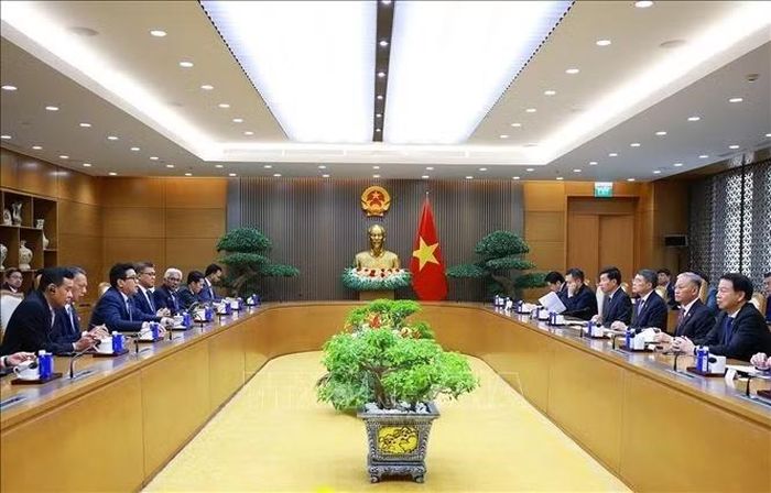 Thủ tướng Lê Minh Hưng tiếp ông Tan Sri Tengku Muhammad Taufik, Chủ tịch kiêm Tổng Giám đốc Tập đoàn Dầu khí Quốc gia Malaysia (PETRONAS). Ảnh: Dương Giang/TTXVN
