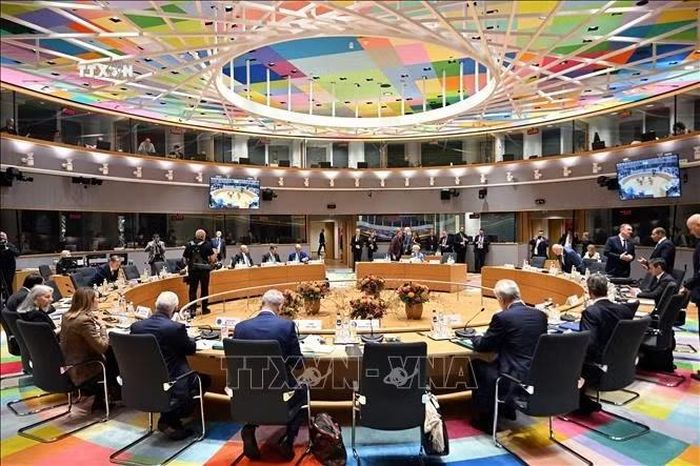 Quang cảnh Hội nghị thượng đỉnh EU tại Brussels, Bỉ ngày 15/10/2026. Ảnh: AA/TTXVN phát