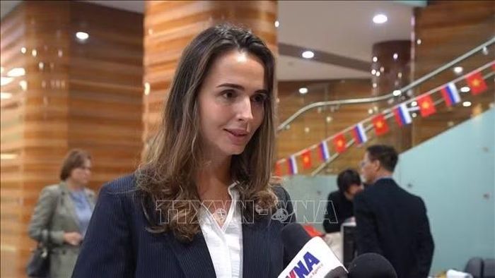 Bà Anna Sitnyk - Giám đốc điều hành và là đồng sáng lập Tổ chức ANO “Coordination Laboratory” trả lời phỏng vấn TTXVN