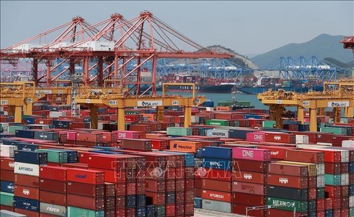 Container hàng hóa tại cảng Busan, Hàn Quốc. Ảnh: YONHAP/TTXVN