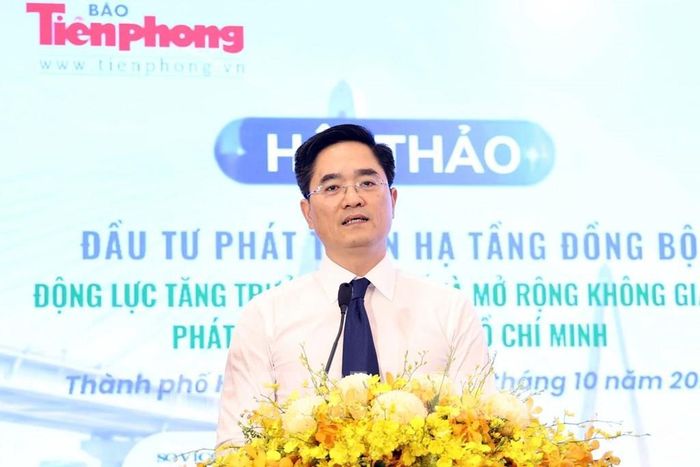 Giám đốc Sở Xây dựng TP. Hồ Chí Minh Trần Quang Lâm phát biểu tại Hội thảo. Ảnh: Tiến Lực - TTXVN