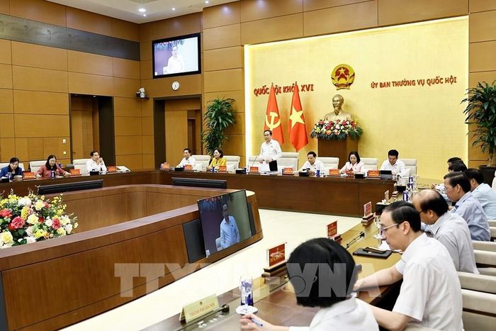 Uỷ viên Bộ Chính trị, Bí thư Đảng uỷ Quốc hội, Chủ tịch Quốc hội Trần Thanh Mẫn phát biểu. Ảnh: Doãn Tấn - TTXVN