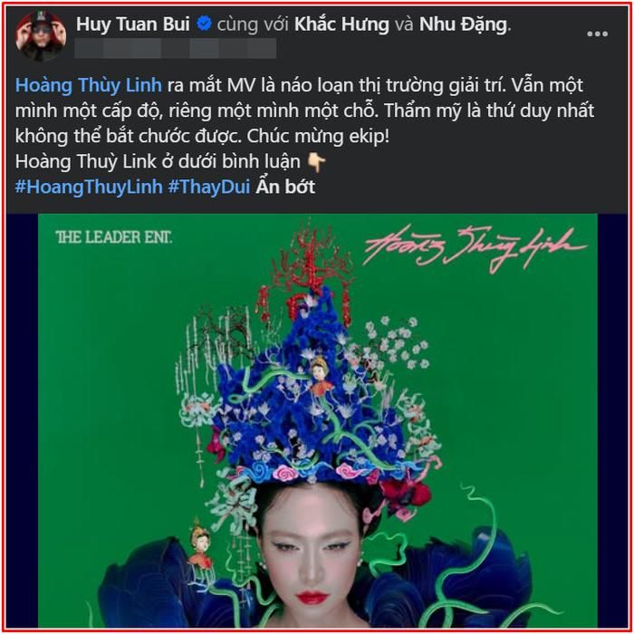 Nhạc sĩ Huy Tuấn dành lời khen cho Hoàng Thùy Linh cùng sản phẩm âm nhạc mới. 