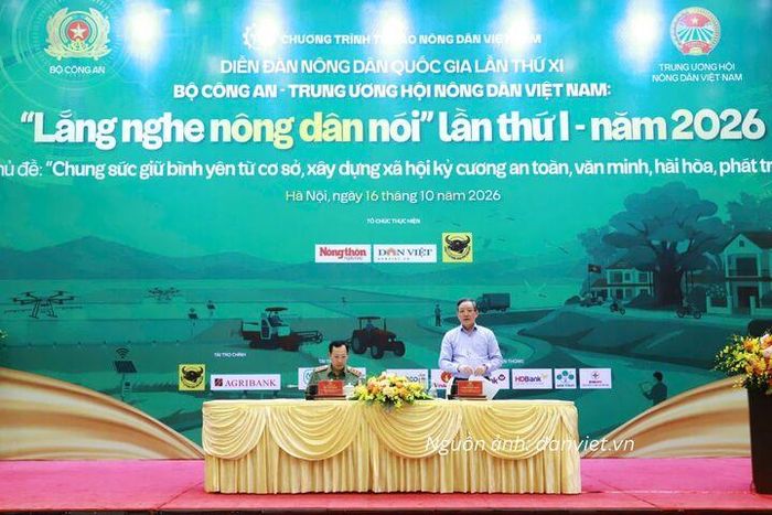 “Diễn đàn Bộ Công an- Trung ương Hội Nông dân Việt Nam Lắng nghe nông dân nói lần thứ I- năm 2026” có chủ đề “Chung sức giữ gìn bình yên từ cơ sở, xây dựng xã hội kỷ cương, an toàn, văn minh, hài hòa, phát triển”.