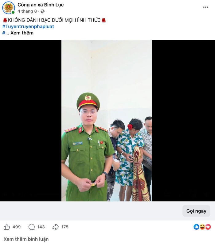 Công an xã Bình Lục xây dựng video tuyên truyền, nâng cao nhận thức của người dân về việc không đánh bạc dưới mọi hình thức.