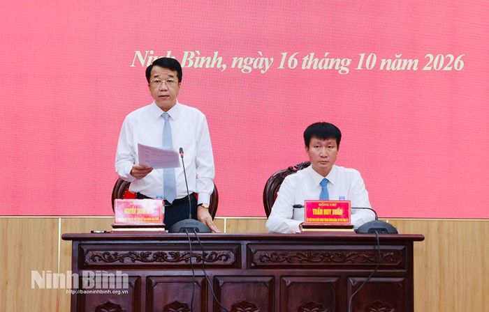 Đồng chí Nguyễn Thanh Bình, Phó Bí thư Tỉnh ủy, Chủ tịch UBND tỉnh phát biểu tại hội nghị.