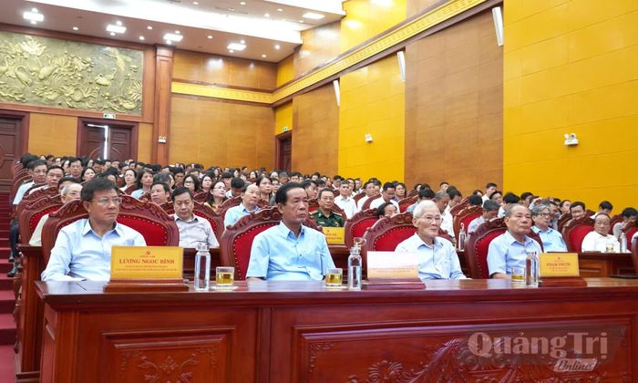 Các đại biểu tham dự hội nghị tại điểm cầu tỉnh Quảng Trị - Ảnh: X.P