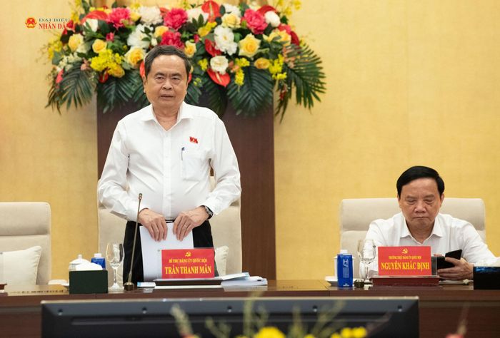 Bí thư Đảng ủy Quốc hội, Chủ tịch Quốc hội Trần Thanh Mẫn phát biểu. Ảnh: Media Quốc hội.