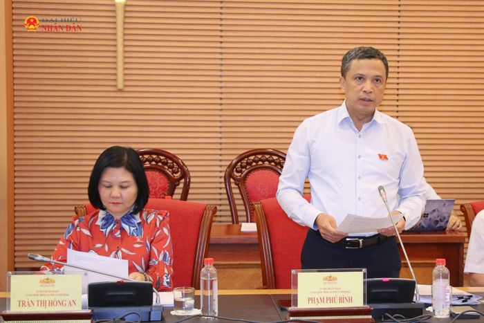 ĐBQH hoạt động chuyên trách tại Ủy ban Quốc phòng, An ninh và Đối ngoại Phạm Phú Bình phát biểu tại phiên họp. Ảnh: Đắc Trường