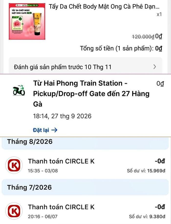 Những voucher tôi đã sử dụng để nhận về "món hời" 0 đồng.