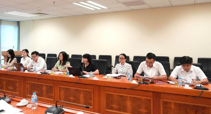 Các đại diện phía KTNN Việt Nam tại buổi làm việc. Ảnh: QUỲNH ANH