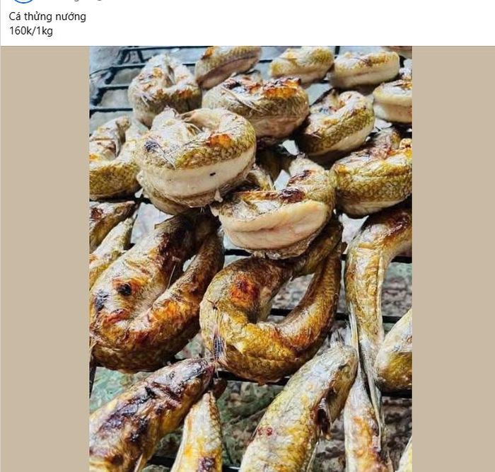 Cá thửng nướng được rao bán trên chợ mạng - Ảnh chụp màn hình
