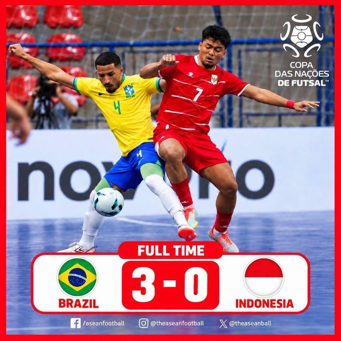 Indonesia nhận thất bại 0-3 trước Brazil tại những phút cuối trận