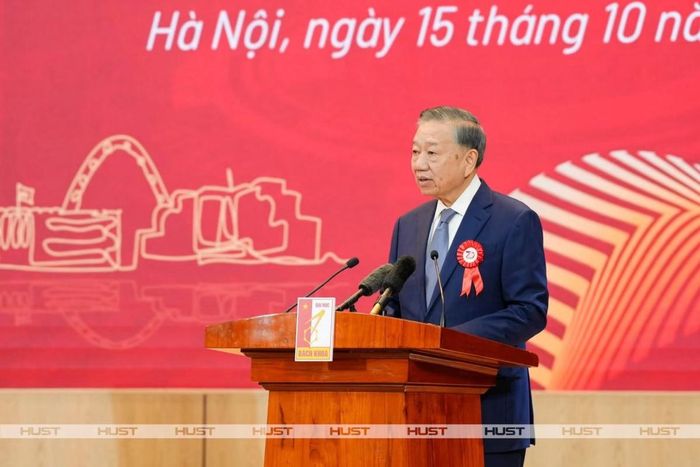 Tổng Bí thư, Chủ tịch nước Tô Lâm phát biểu chỉ đạo tại lễ kỷ niệm 70 năm thành lập Đại học Bách khoa Hà Nội.