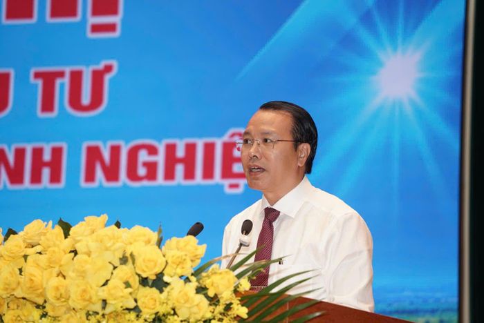 Chủ tịch UBND phường Bình Phước, ông Ngô Hồng Khang phát biểu tại hội nghị