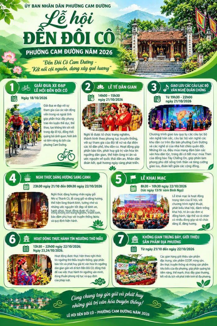 Trong khuôn khổ lễ hội sẽ diễn ra nhiều hoạt động văn hóa, thể thao và tín ngưỡng đặc sắc.