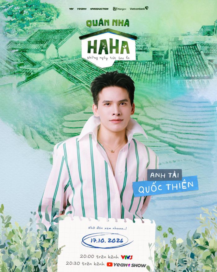 Minh Hằng, Quốc Thiên là khách mời chặng đầu tiên của "Quán nhà Haha". Ảnh VTV/CTCC