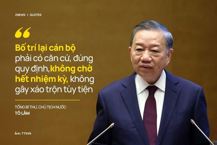Một yêu cầu nữa được Tổng Bí thư, Chủ tịch nước Tô Lâm đề ra là xây dựng, bố trí và phát huy đội ngũ cán bộ, trọng dụng nhân tài đáp ứng yêu cầu phát triển đất nước. Việc bố trí lại cán bộ phải có căn cứ, đúng quy định, không chờ hết nhiệm kỳ, không gây xáo trộn tùy tiện.