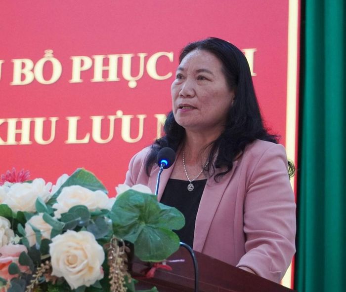 Phó Chủ tịch UBND tỉnh Vĩnh Long Nguyễn Thị Bé Mười phát biểu