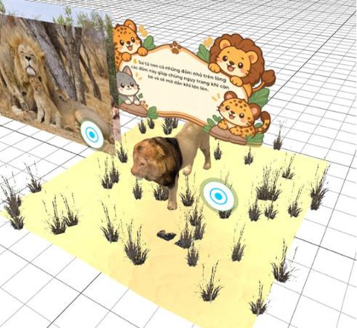 Giao diện mô phỏng mô hình 3D tương tác 360 độ, hiển thị trực tiếp qua nền tảng WebAR khi quét mã QR trên thẻ học HoloLearn