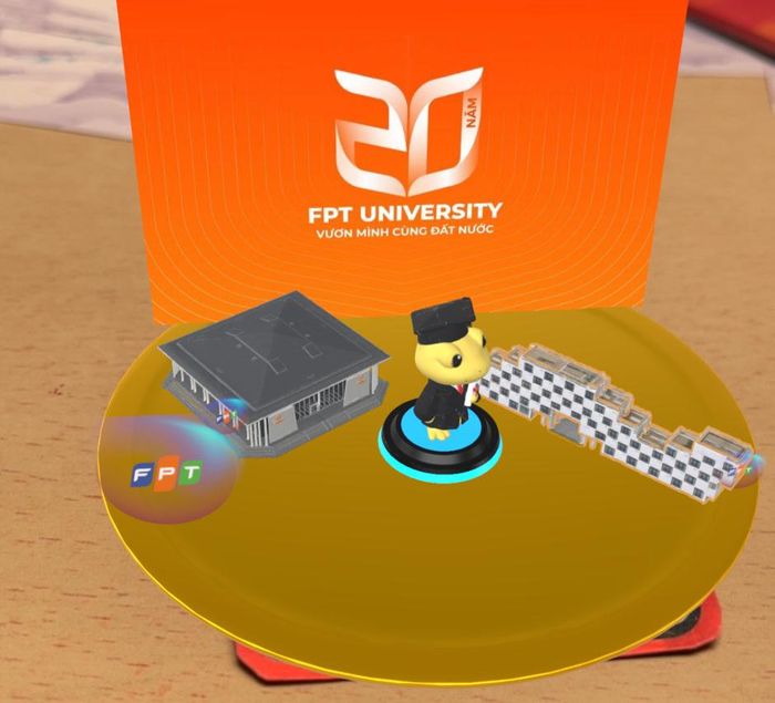 Mô hình 3D trong thẻ đặc biệt tri ân 20 năm thành lập Trường Đại học FPT