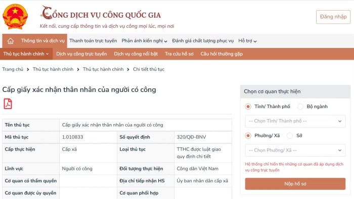 Công dân truy cập Cổng Dịch vụ công quốc gia.