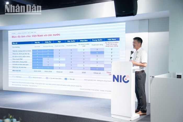 Tiến sĩ Nguyễn Quốc Toàn khẳng định việc chuyển đổi sang mật mã hậu lượng tử là cuộc cạnh tranh về năng lực làm chủ công nghệ lõi giữa các quốc gia. (Ảnh: MINH DUY)