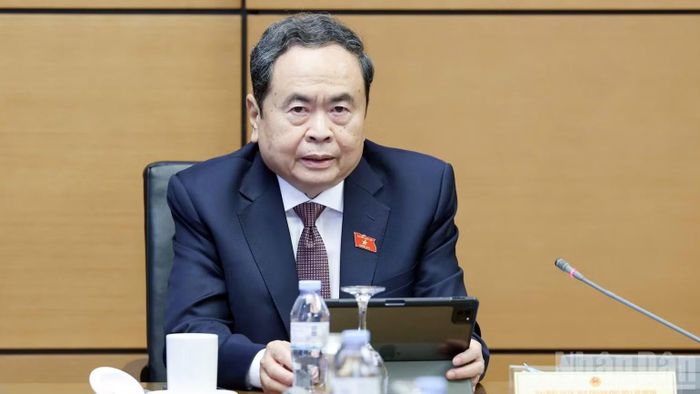 Chủ tịch Quốc hội Trần Thanh Mẫn phát biểu tại tổ. (Ảnh: DUY LINH)