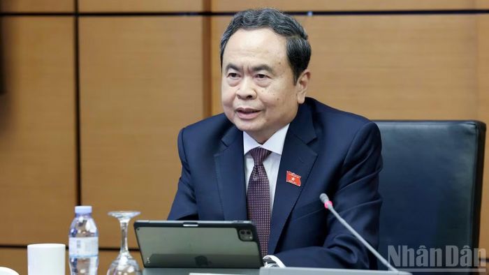 Chủ tịch Quốc hội Trần Thanh Mẫn phát biểu tại tổ. (Ảnh: DUY LINH)
