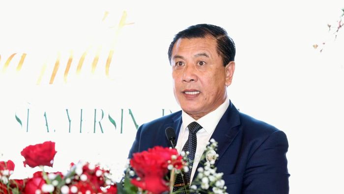 Chi hội trưởng Chi hội ái mộ Bác sĩ A.Yersin tại Đà Lạt Lê Anh Kiệt phát biểu tại lễ ra mắt. (Ảnh: CTV)