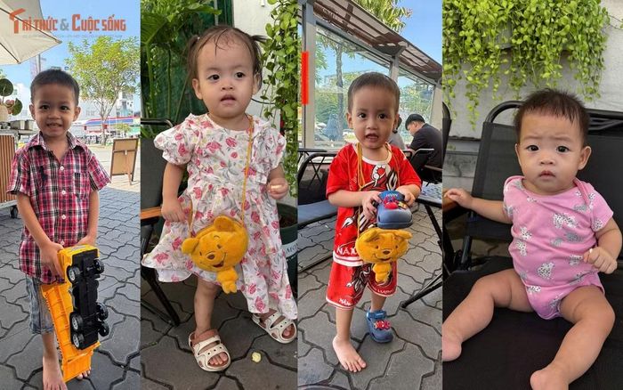 Bốn cháu bé (2 trai từ 2 - 3 tuổi và 2 gái từ 9 tháng đến 15 tháng) bị bỏ ở chùa Diệu Giác (ảnh UBND phường An Khánh).