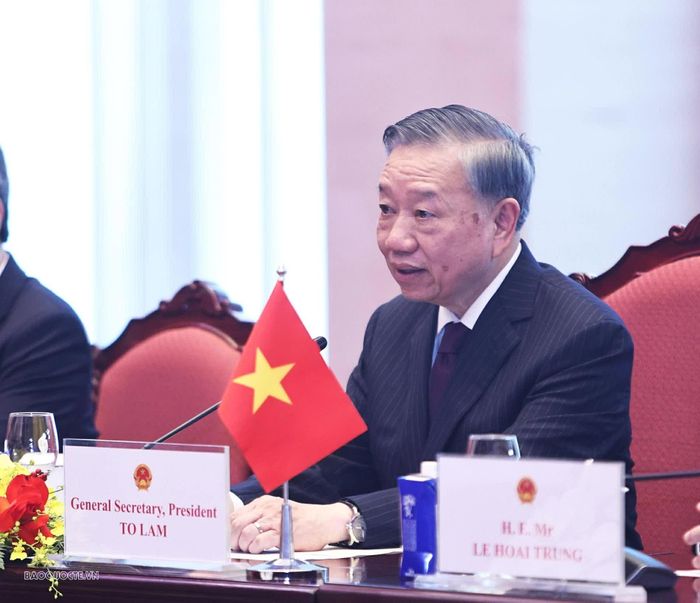 Tổng Bí thư, Chủ tịch nước Tô Lâm phát biểu tại hội đàm. (Ảnh: Thành Long)