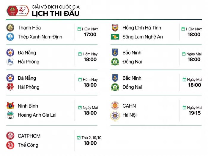 Lịch thi đấu cụ thể ở vòng 4 V.League 2026/27.
