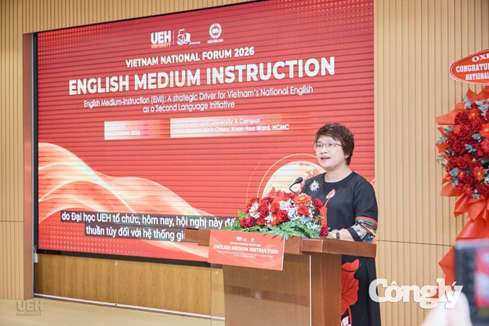 PGS TS Nguyễn Thu Thủy - Cục trưởng Cục Hợp tác quốc tế Bộ Giáo dục và Đào tạo phát biểu.