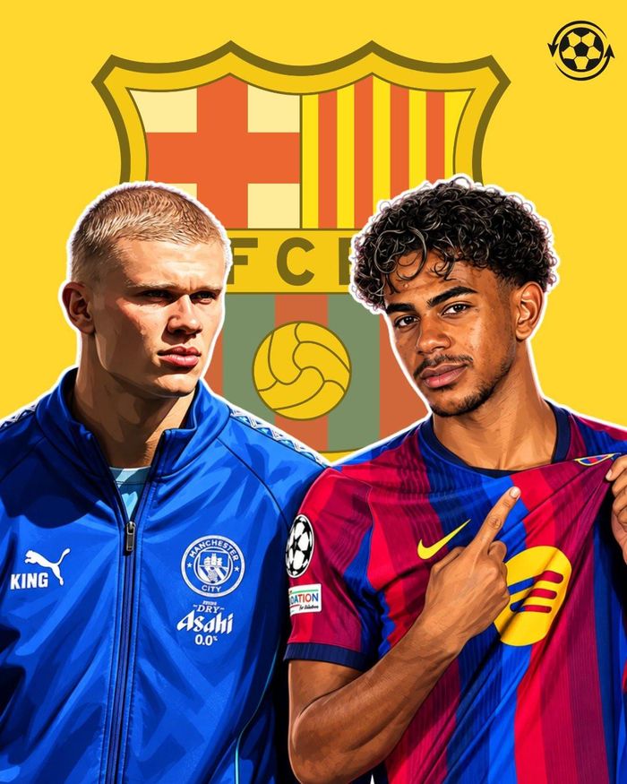 Haaland sẽ sớm trở thành đồng đội cùa Lamine Yamal? Ảnh: Transfer News Live