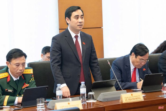 Đại biểu Lê Thành Đông - Giám đốc Sở KH&CN tỉnh Hà Tĩnh (Đoàn ĐBQH tỉnh Hà Tĩnh) tham gia thảo luận.