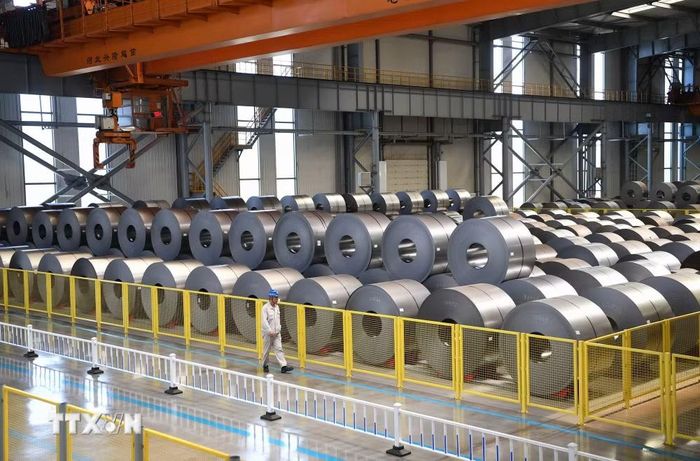 Sản phẩm thép tại một nhà máy ở Hồ Bắc, Trung Quốc. (Ảnh: THX/TTXVN)