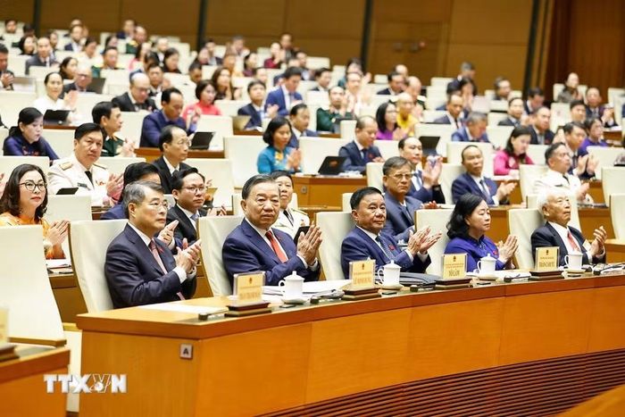Tổng Bí thư, Chủ tịch nước Tô Lâm và lãnh đạo Đảng, Nhà nước dự khai mạc Kỳ họp thứ hai, Quốc hội khóa XVI. (Ảnh: Doãn Tấn/TTXVN)