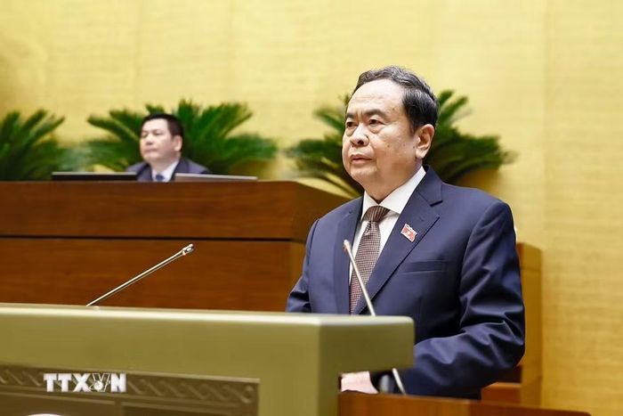 Chủ tịch Quốc hội Trần Thanh Mẫn phát biểu khai mạc Kỳ họp thứ hai, Quốc hội khóa XVI. (Ảnh: Doãn Tấn/TTXVN)