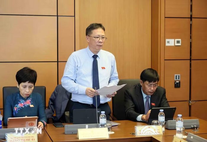 Đại biểu Quốc hội tỉnh Phú Thọ Châu Văn Minh phát biểu. (Ảnh: An Đăng/TTXVN)