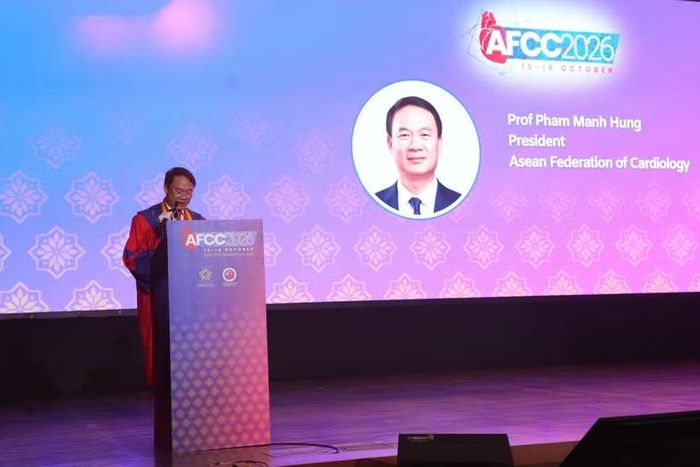 Giáo sư Phạm Mạnh Hùng - Chủ tịch AFC nhiệm kỳ 2025-2027, phát biểu tại Lễ khai mạc AFCC 2026. (Ảnh: PV/Vietnam+)